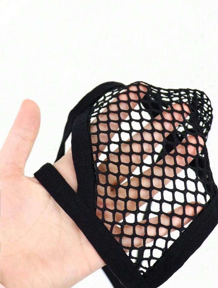 Men's Fashionable Black Mesh Lingerie, Waist-High Briefs For Men